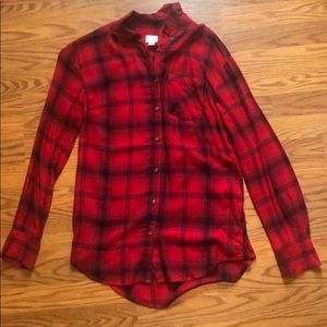 New navy and red button down XS